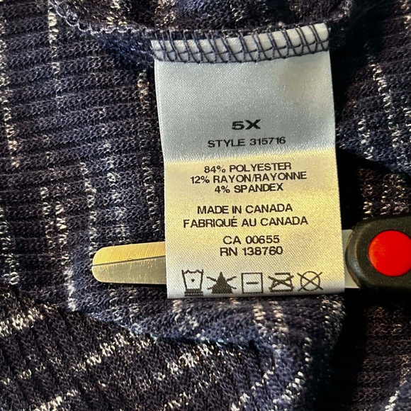 TUNIC, LONG LENGTH, PATRIOT BLUE (Medium Blue) & WHITE, SIZE 5X, MADE IN CANADA! - Picture 12 of 12